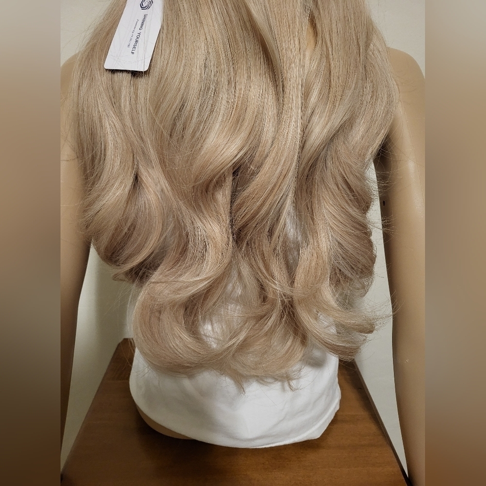 Long Layered Women's Wig with Side Bangs - Light Blonde - Picture 9 of 11